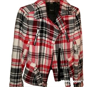 Express Plaid Coat Red SZ XS
